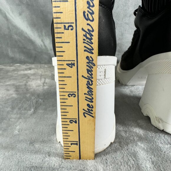 Sorel Womens boots 8.5 Brex Black leather Faux shearling block heel lace-up boot - Picture 4 of 16